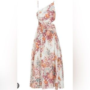 The Pattie Asymmetric Dress in Cream Floral from Zimmermann Size 1